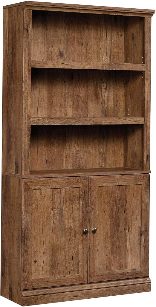 Miscellaneous Storage Bookcase/ Book Shelf With Doors, Chalked Chestnut finish
