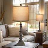 28" Rustic Table Lamps Set of 2 with USB Charging Ports