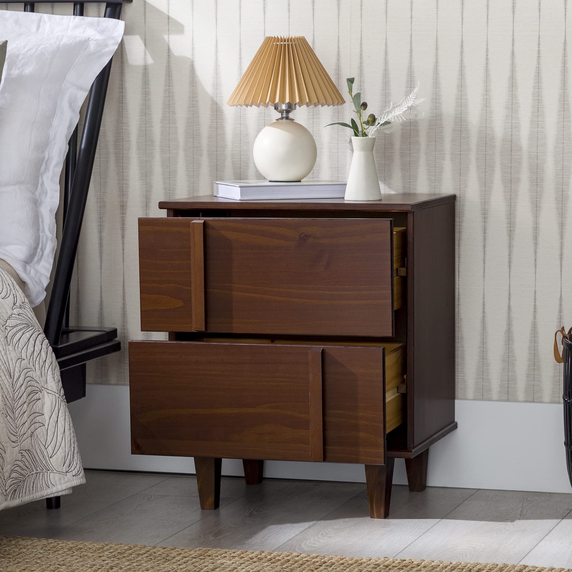 Sprague Contemporary Detailed Drawer Solid Wood Nightstand
