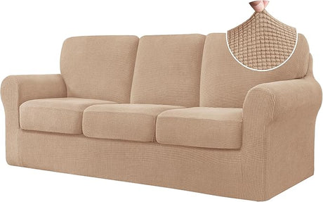 5 Piece Stretch Loveseat Sofa Cover, 2 Seater Couch Slipcover with Two Separate Backrests and Cushions