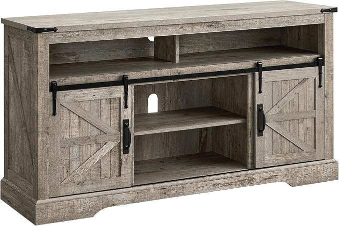 Farmhouse TV Stand for 65+ Inch TV, 33" Tall Highboy Entertainment Center