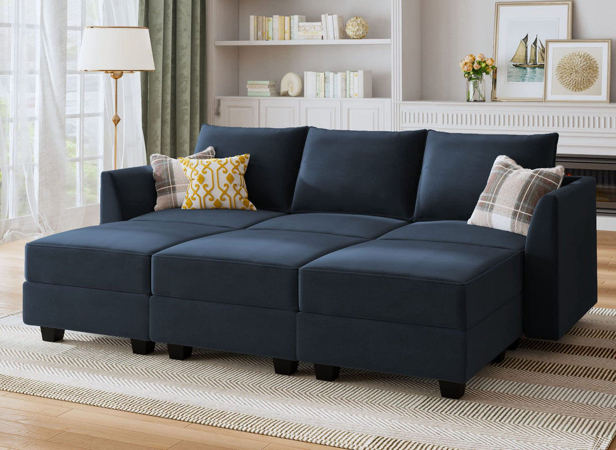 Modular Sectional Sleeper Sofa with Storage Seat Velvet Sectional Sofa with Chaise