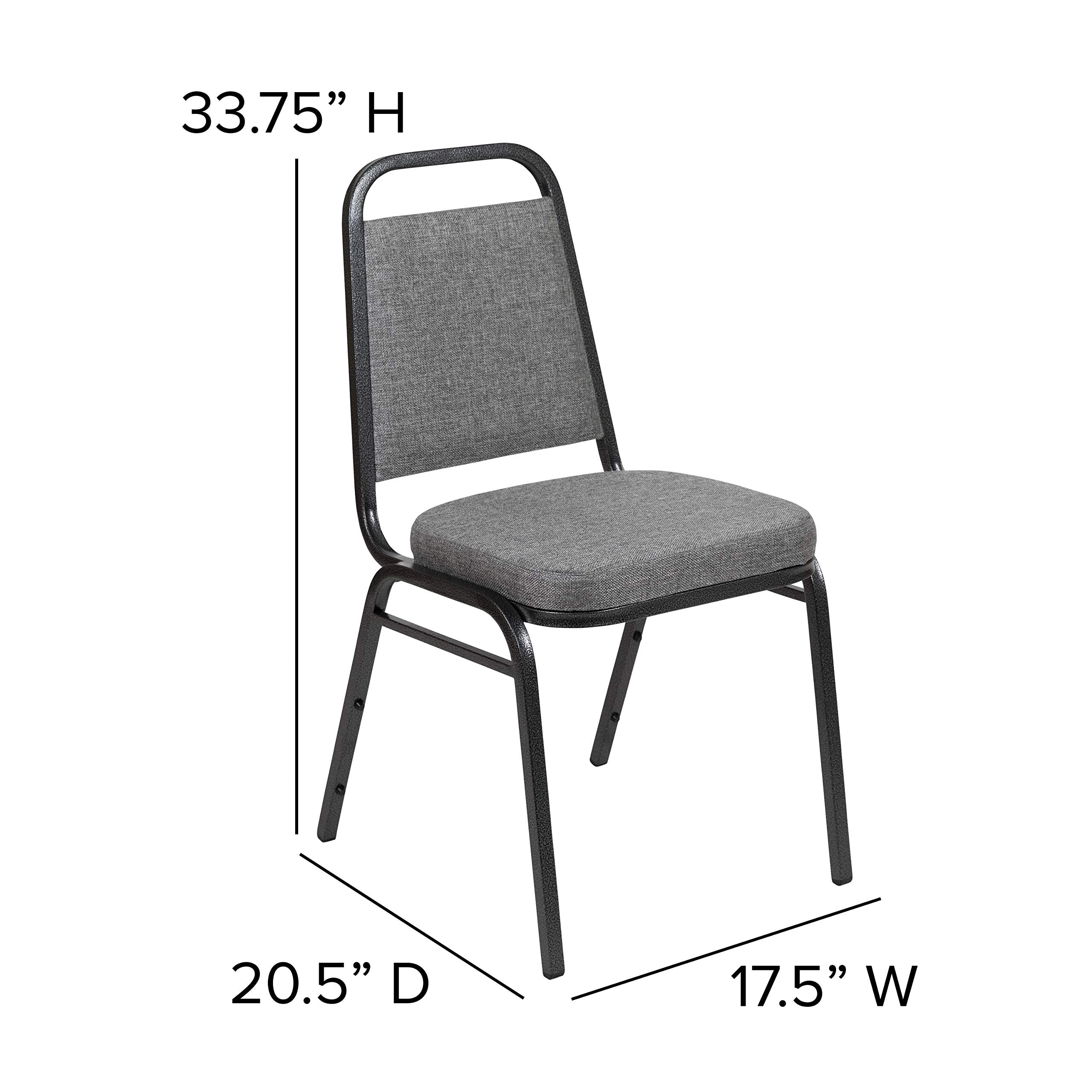 Trapezoidal Back Banquet Stack Chair, 2.5" Seat - Gray Fabric/Silver Vein Frame