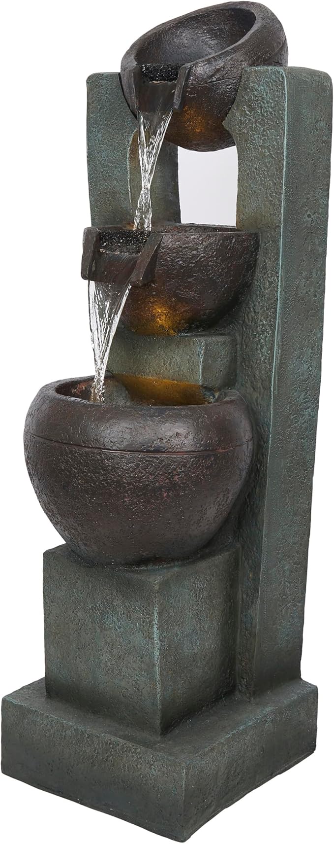 25" Tall Indoor/Outdoor 3-Tier Hexagonal Columns Fountain with LED Lights