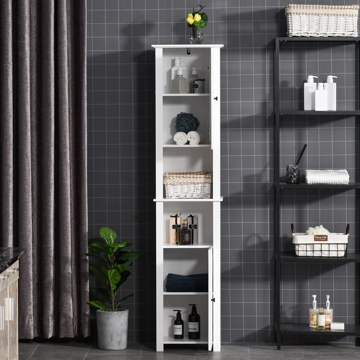 Tall Bathroom Storage Cabinet, Freestanding Linen Tower