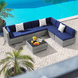 Piece Patio, Outdoor Sectional Furniture with Tempered Glass Table