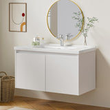 36" Bathroom Vanity with Ceramic Sink, Floating Bathroom Vanity with Sink and Cabinet