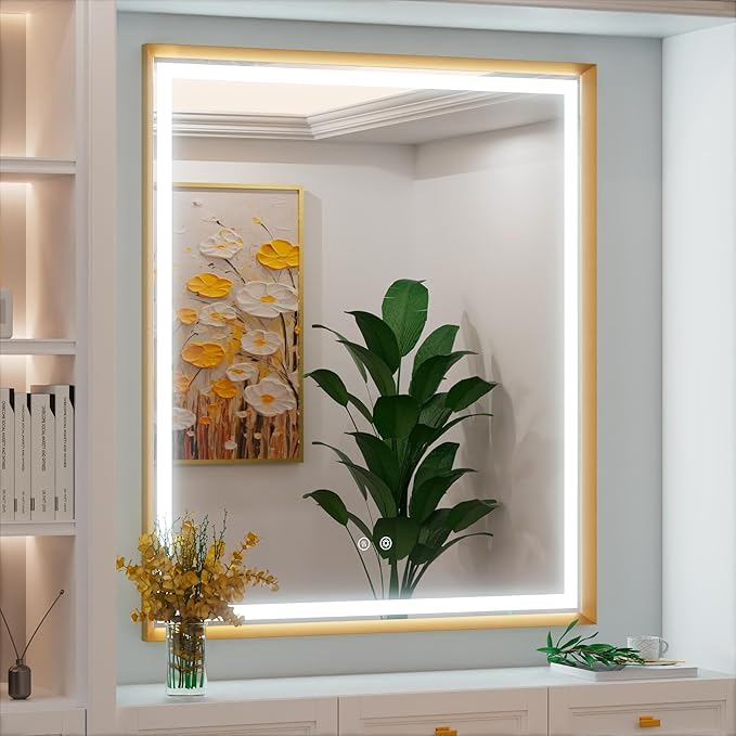 Bathroom Mirror,Black LED Mirror for Bathroom,Lighted Bathroom Mirror