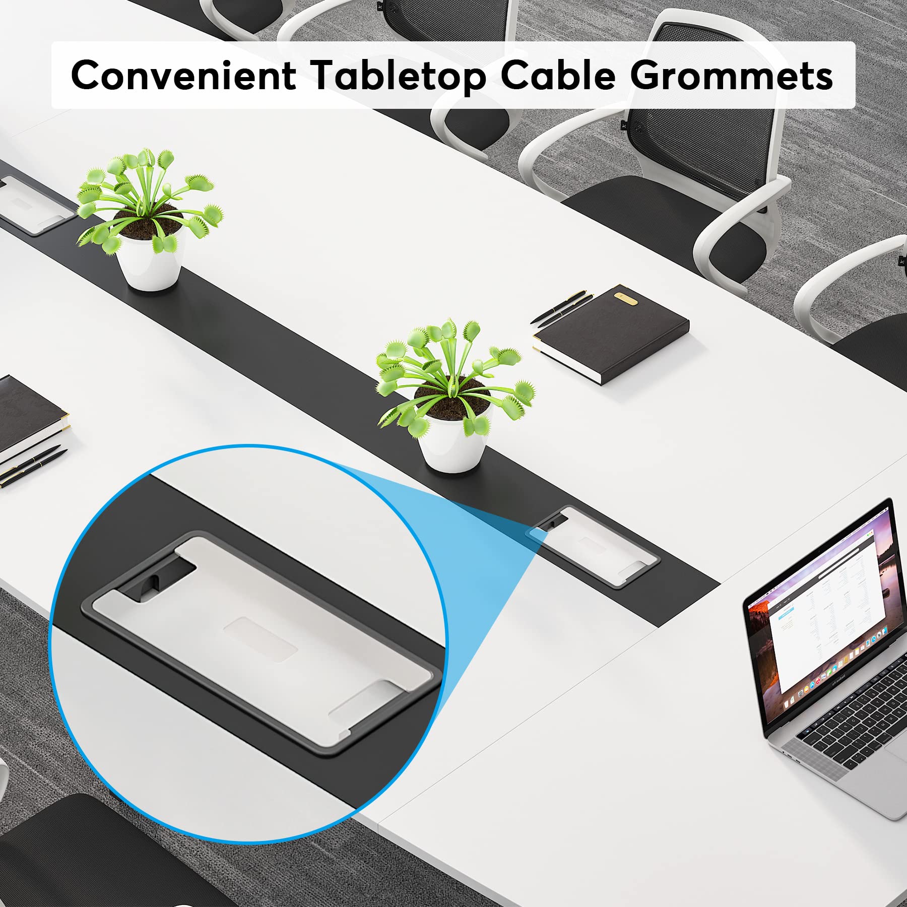 8FT Conference Table, 94.48L x 47.24W x 29.52H Inches Large Boat Shaped Meeting