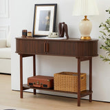 Fluted Console Table, Modern Entryway Table with Tambour Sliding Door