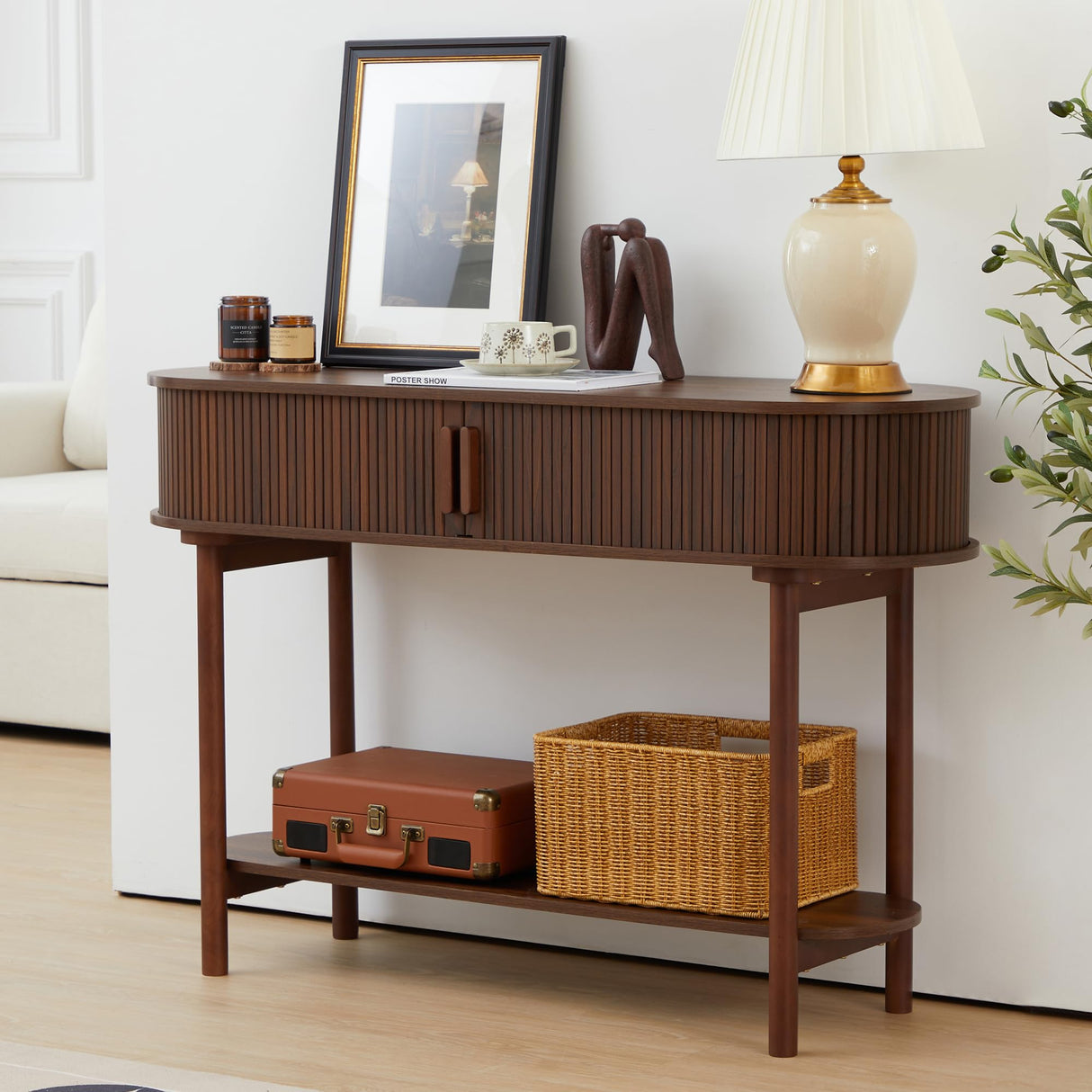 Console Table with Storage, 2-Tier Modern Sofa Table for Living Room