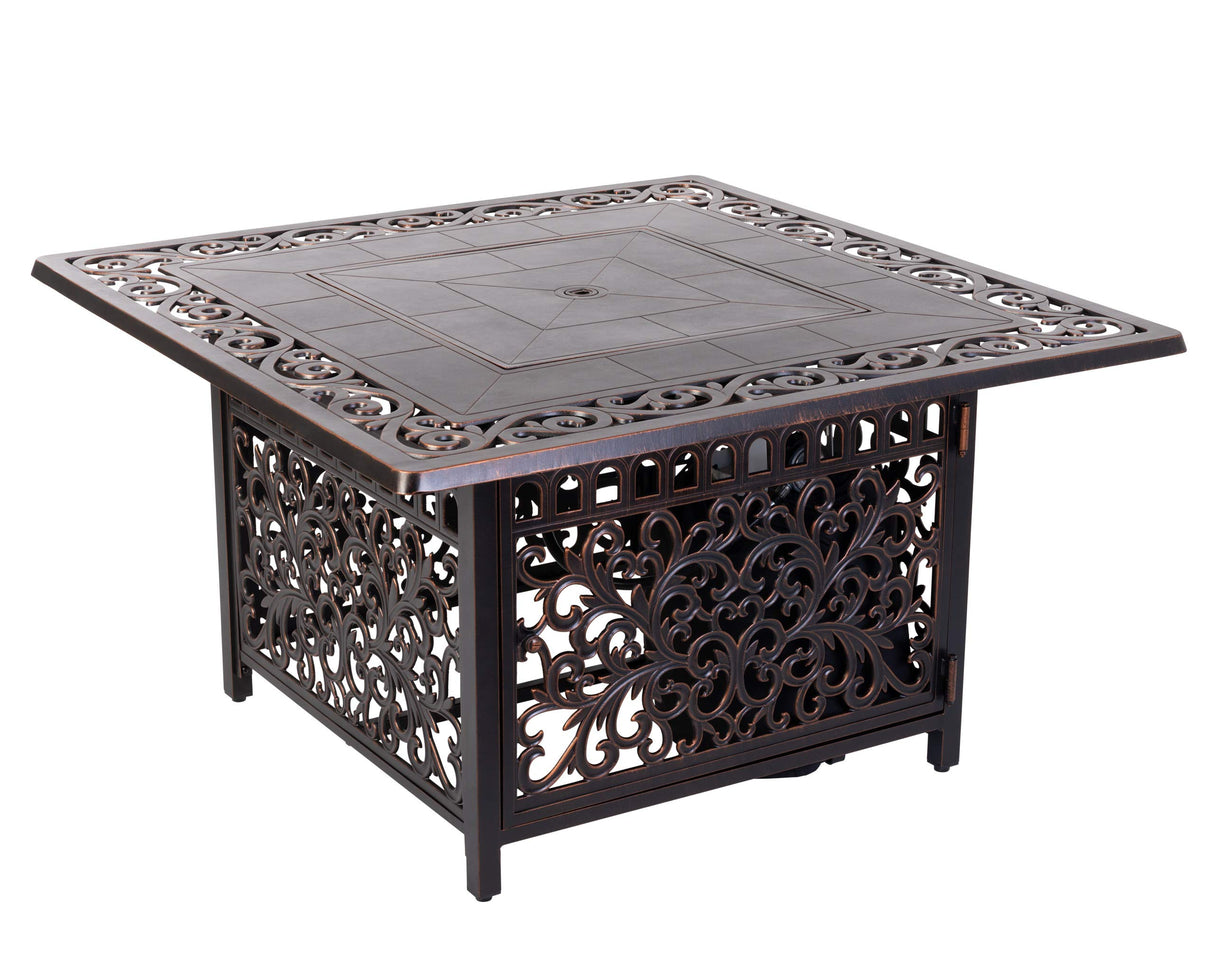 62527 Sedona Aluminum Convertible Gas Fire Pit Table 55,000 BTU Outdoor Multi-Functional Fire Pit