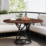 Round Dining Table for 4, 47 Inch Dinner Table Circle Kitchen Table with Metal Base,