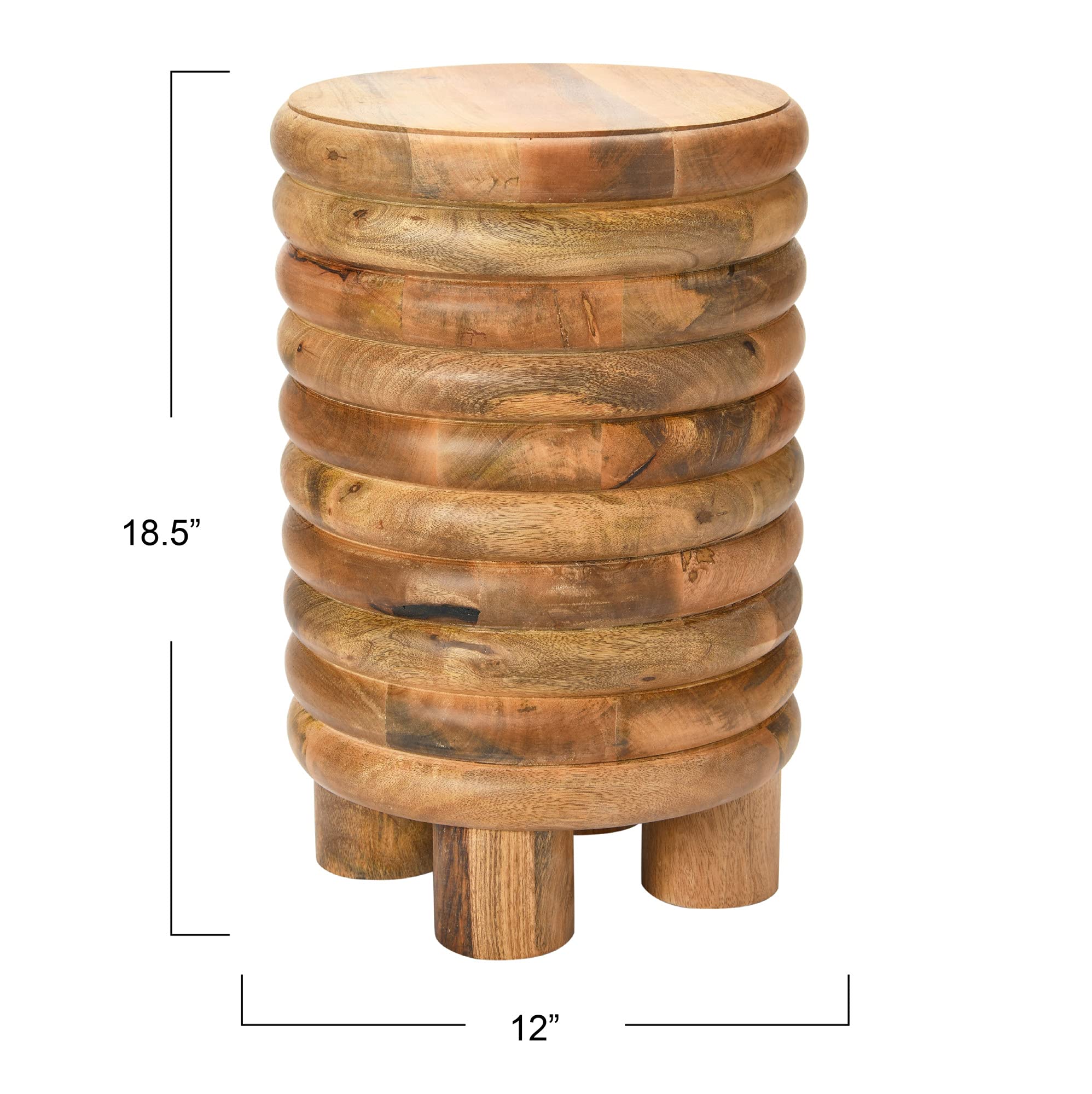 Dossier Vintage-Inspired Solid Wood Flat top for use, Natural Finish Stool/End Table