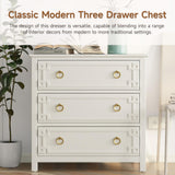 Farmhouse 3-Drawer Dresser, Fully-Assembled French Country Chest of Drawers