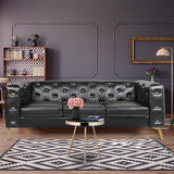 Chesterfield Loveseat, Modern 2 Seater Accent Sofa Velvet Couch with Square Arms