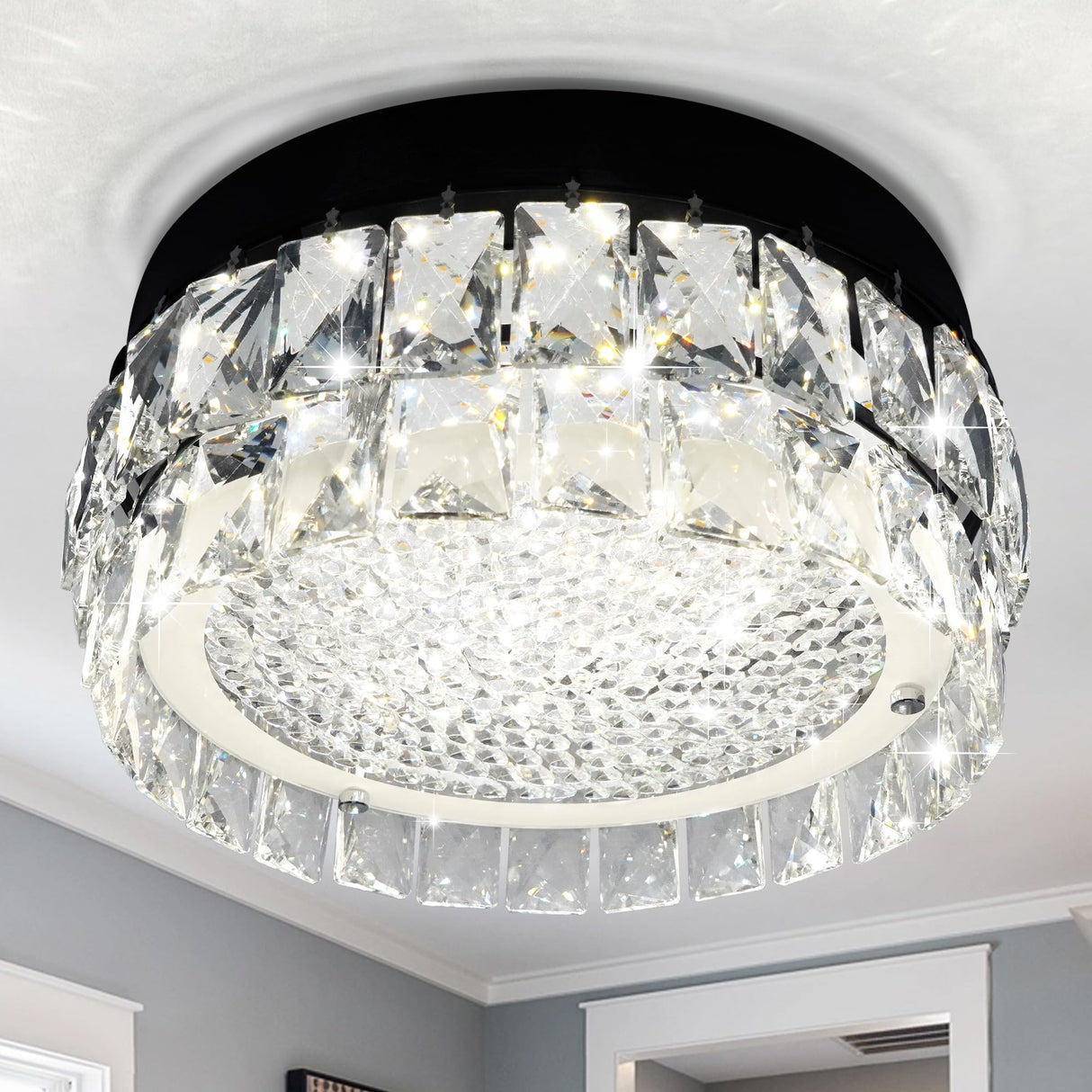 Light, Crystal Ceiling Light LED Chandelier for Bedroom Flush Mount Light Fixture Hallway