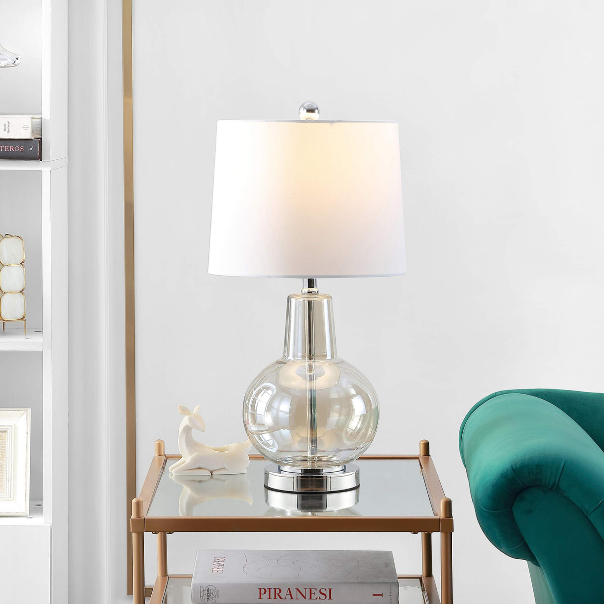 Lighting Collection Atlas Luster Glass/ Light Grey Shade 24-inch Bedroom Living Room