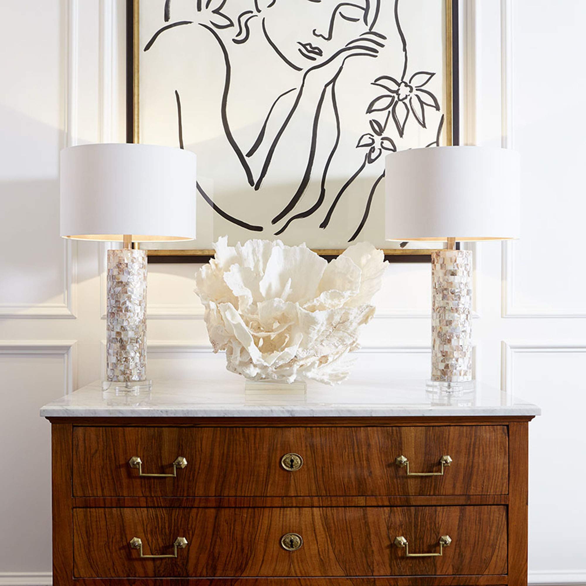 05309 Table Lamp with Opal Shade Shades, Mother Of Pearl Finish