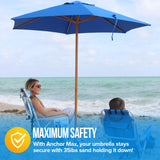 Anchor Max Ultimate Beach Umbrella Base, Easy Set-Up Beach Umbrella Stand Holds Up