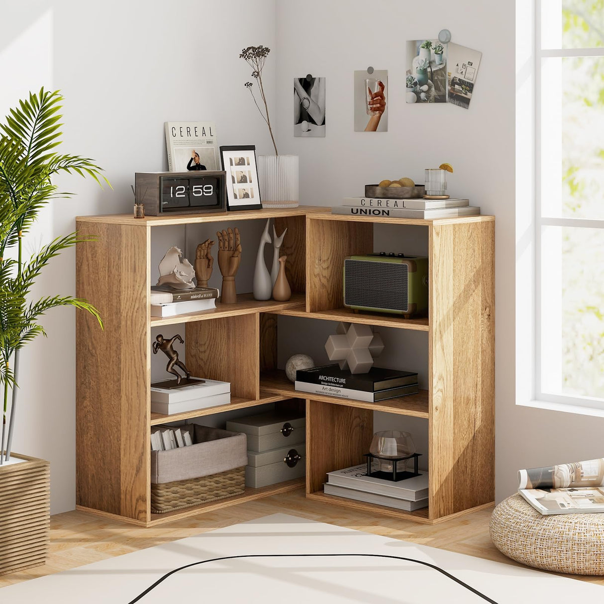 6 Cubes Bookcase, 2-Piece Separable Floor Standing Open Horizontal Bookshelf