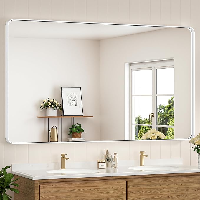 Black Mirrors for Wall, 60” x 36” Large Matte Black Bathroom Mirrors for Over Sink,