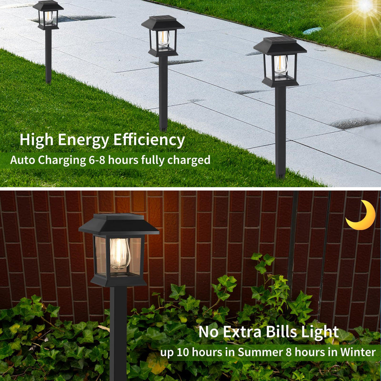 Solar Lights for Outside,10 Pack Waterproof Solar Garden Lights, Auto On/Off Solar Pathway