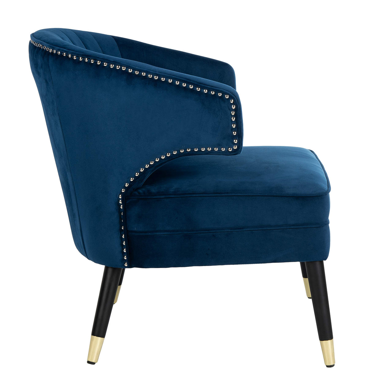 Home Stazia Retro Glam Navy Velvet and Black Wingback Accent Chair