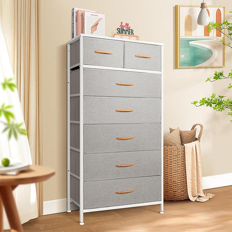 Tall Dresser for Bedroom, Vertical Storage Organizer Tower with 7 Drawers