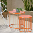 LEWIS&WAYNE Outdoor Side Table Set of 2, Metal Circle Accent End Tables for Balcony Backyard Garden Indoor Living Room, Durable Black Nesting Coffee Tables, 20”+16” Dia - Bircata