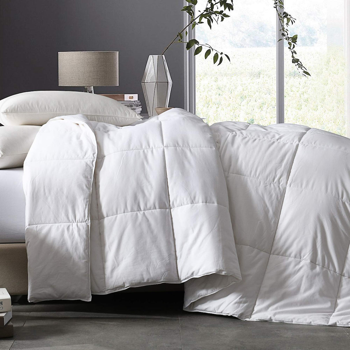 Sustainable 500 Thread Count Cotton Cover All Natural Breathable Hypoallergenic Cotton Comforter , Full/Queen