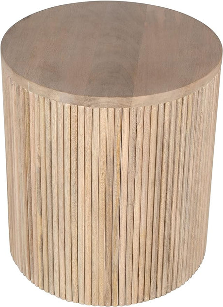 Modern | Contemporary Round White Oak Finish End Table,