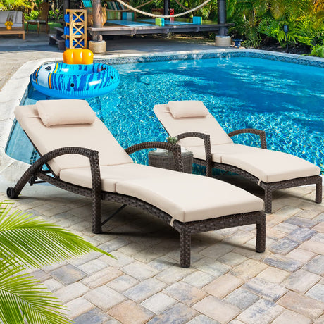 Chaise Lounge Chairs Set of 2 for Outside, Adjustable 5 Position Outdoor