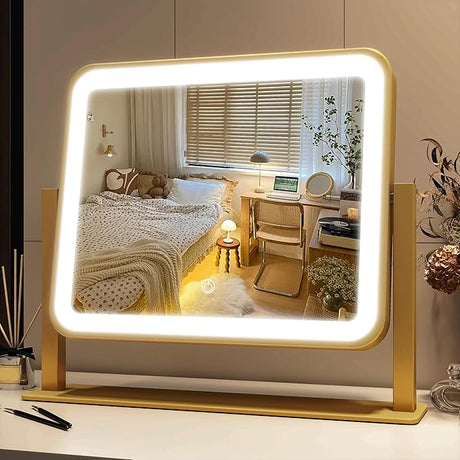 Vanity Mirror with Lights 14"×12" Makeup Mirror with Lights,Lighted Vanity Mirror Tabletop