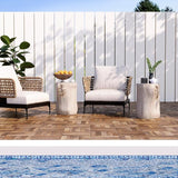 Concrete Outdoor Side TableSet of 2, 2 Piece Tree Stump Modern Round Coffee Table Accent Table