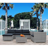 6pcs Patio Furniture Set PE Gray Rattan Wicker Sectional Outdoor Sofa