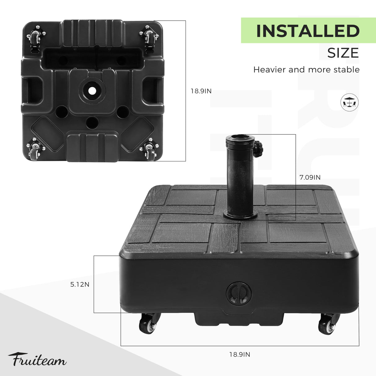 Fillable Mobile Umbrella Base, 98 LBS Patio Umbrella Weight Base Heavy-Duty