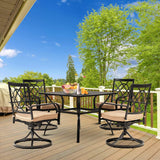 Outdoor Dining Set Metal Swivel Cushioned Chairs Patio Furniture Sets