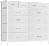 Compact 12 Drawers Dresser for Bedroom, Fabric Storage Tower, Chest of Drawers with Retro Wood Top for Closet, Nursery, Living Room