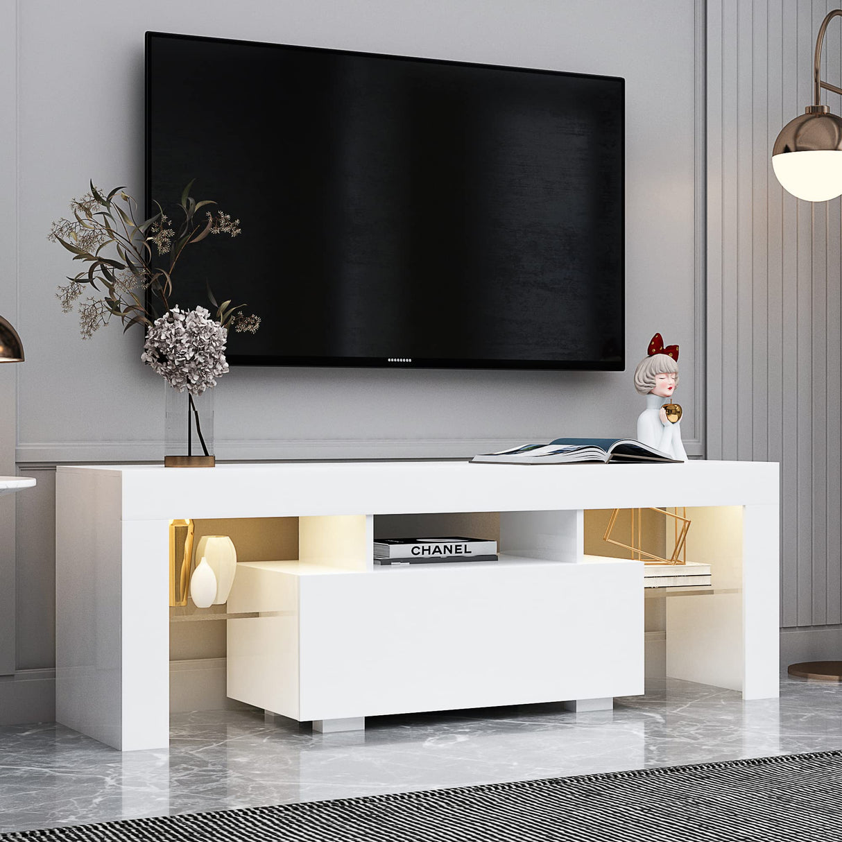 TV Stand for Televisions up to 55 Inchs,Modern Entertainment Center with Storage Drawer