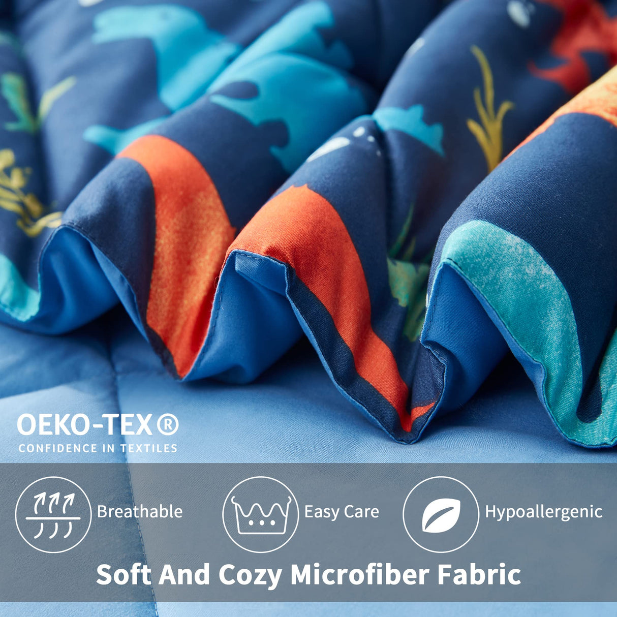 Kids Queen Dinosaur Bedding Set - 7 Piece Comforter Set with Sheets