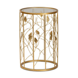 Baxton Studio Anaya Modern and Contemporary Glam Brushed Gold Finished Metal and Glass Leaf Accent End Table - Bircata