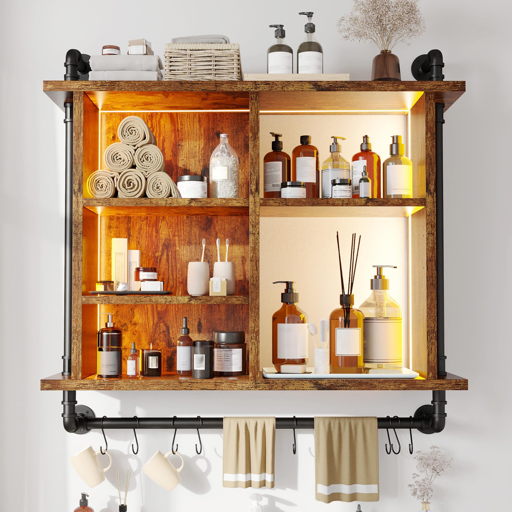 37" Floating Shelves for Wall with Led Wall Shelves for Kitchen