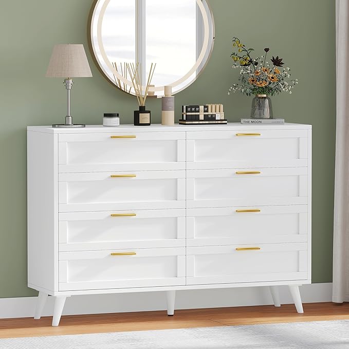 6 Drawer Double Dresser for Bedroom, Chest of Dressers, Modern Wooden Dresser Chest