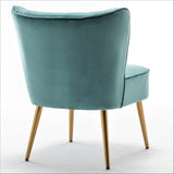 Modern Velvet Accent Chair for Living Room, Bedroom, or Entryway, Stylish and Comfortable Armless Design with Metal Legs, Teal