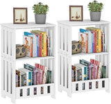 3-Tier End Table Nightstand White, Narrow Side Table with Storage Shelf