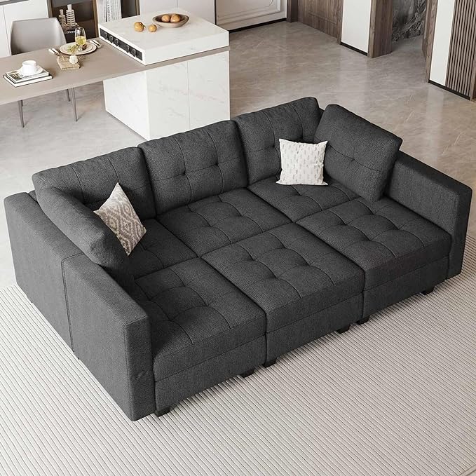 Modular Sectional Sleeper Sofa Couch with Storage Seat Reversible Modular Sofa Couch