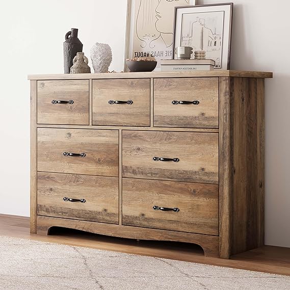 Modern 7 Drawers Dresser for Bedroom, Wood Dresser