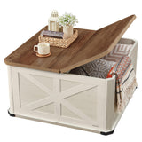 Farmhouse Coffee Table with Storage, Square Coffee Table