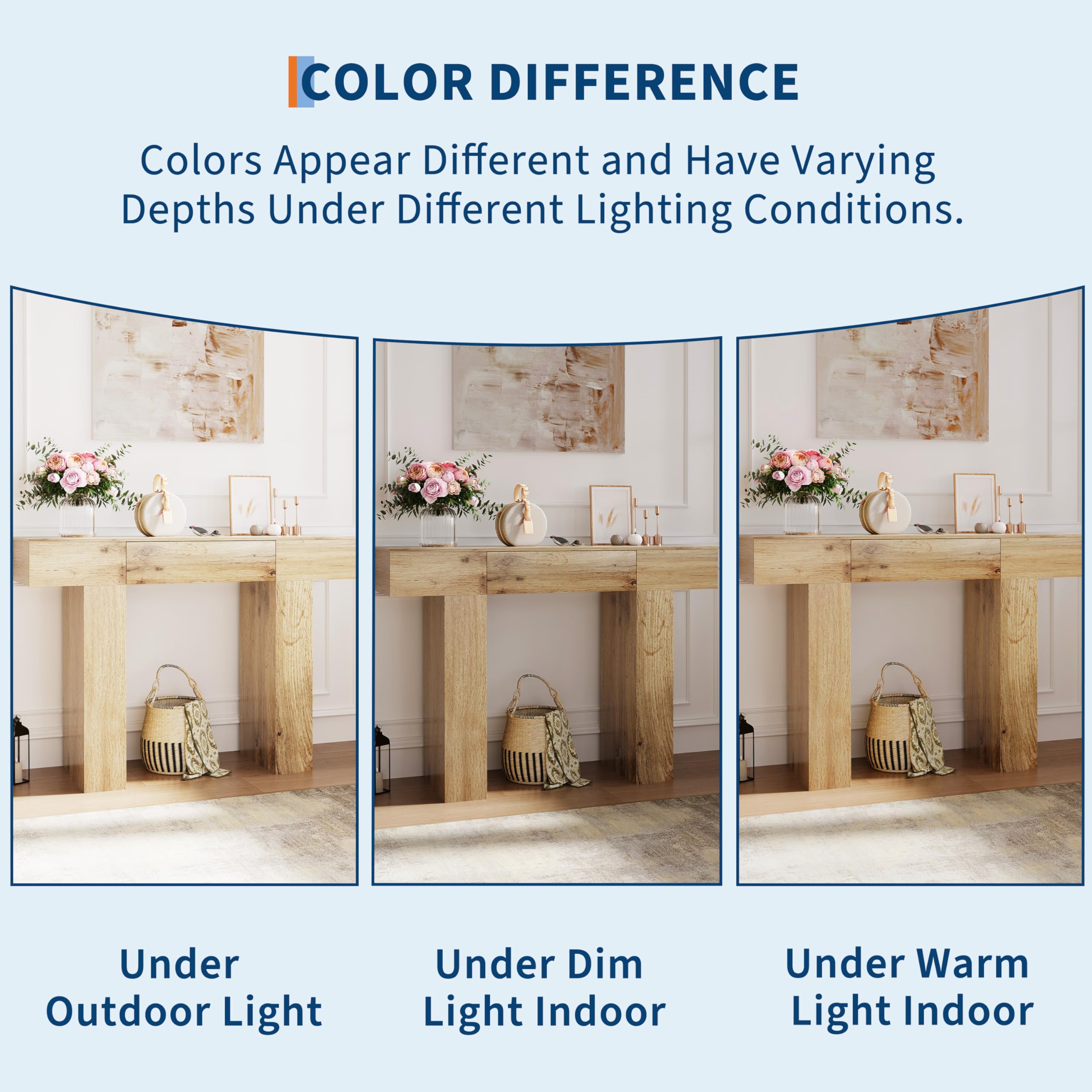 47-Inch Console Table with Drawer - Industrial Farmhouse Entryway Table